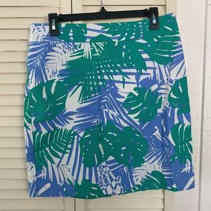 ANN TAYLOR LOFT Blue Green Palm Leaf Island Patter
